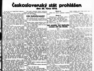 Selské listy, titulní strana vydání z 2. listopadu 1918. Státní vědecká knihovna v Olomouci.